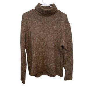 L.L. Bean Womens XL Reg Speckled Brown Turtleneck Sweater Acrylic Wool Blend